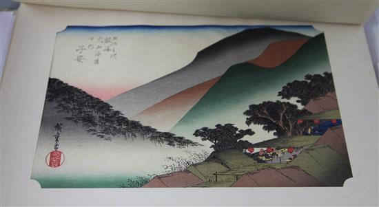 Ando Hiroshige Intermediate Stations of the Tokaido, ukiyo-e prints, re-published by S. Sakai 1919,